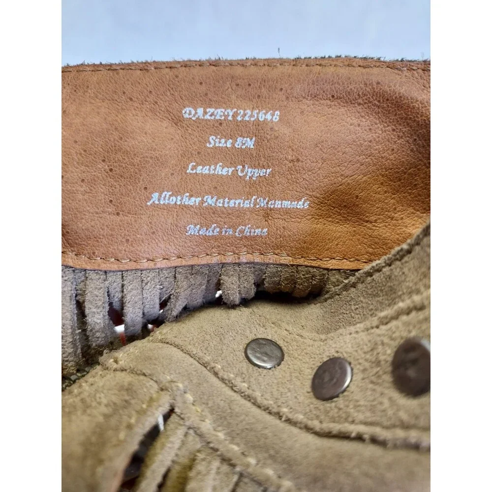 Sam Edelman Dazey Suede Sandals Womens 8 Gladiator Flat Boho Fringe Smokey Taupe - Picture 11 of 11